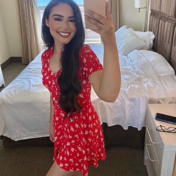 Red Floral Mini Dress - Picture 3 of 3
